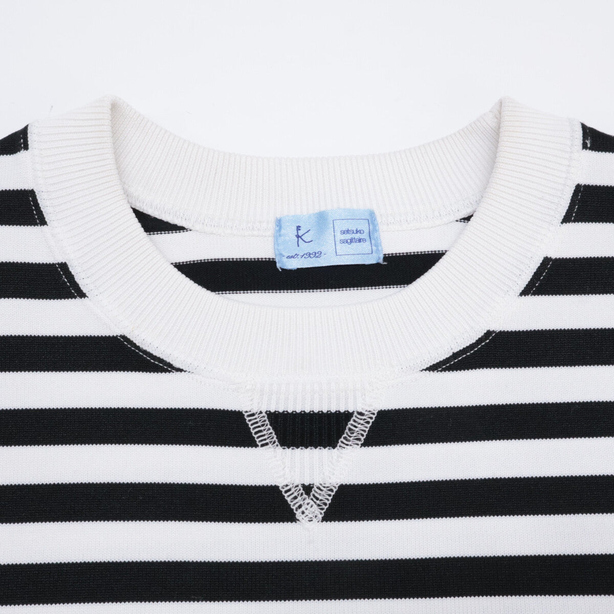 KUMIKYOKU x Setsuko Sagittaire Black/White Border Puff Sleeve Cut-and-Sew Top S2 Women's