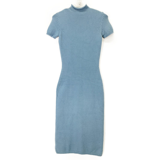 Ralph Lauren Purple Label Blue Knit High Neck Short Sleeve Dress