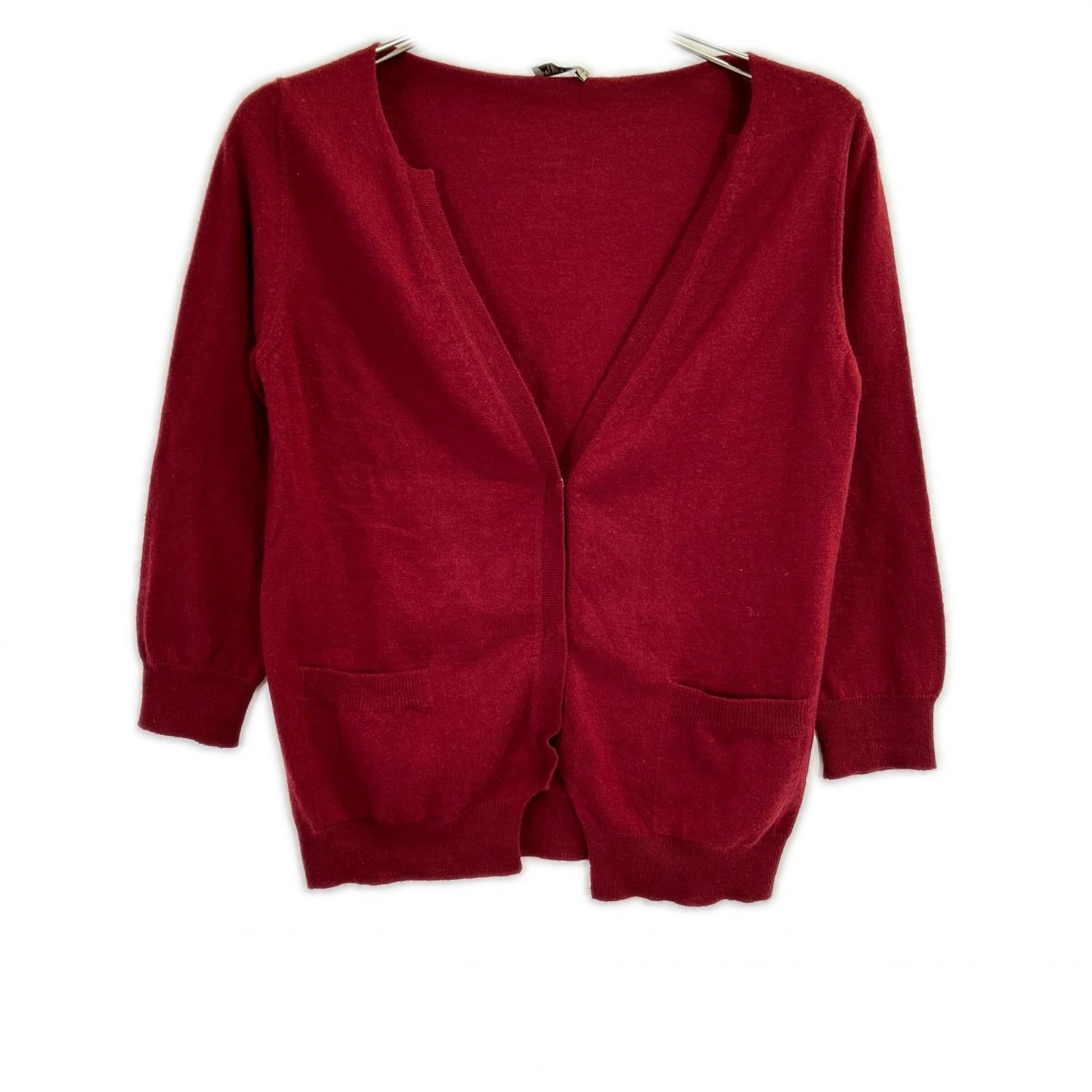 BOTTEGA VENETA Bottega Veneta Red 100% Cashmere Knit Cardigan Top