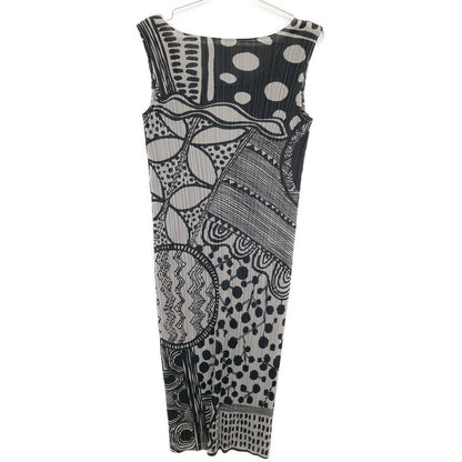 PLEATS PLEASE Pleats Please PP31-JH694 Gray Patterned One-Piece Dress