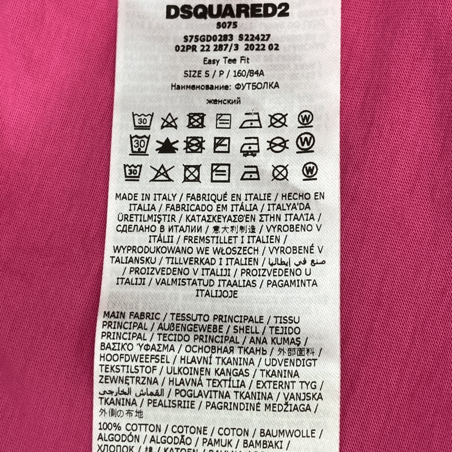 DSQUARED2 Pink x Yellow Cotton Short-Sleeved Shirt Top from 2022