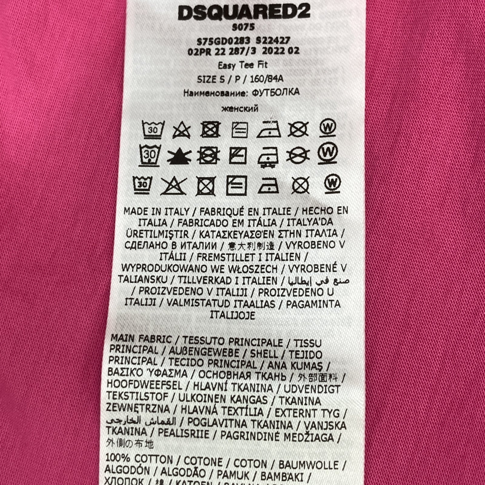 DSQUARED2 Pink x Yellow Cotton Short-Sleeved Shirt Top from 2022