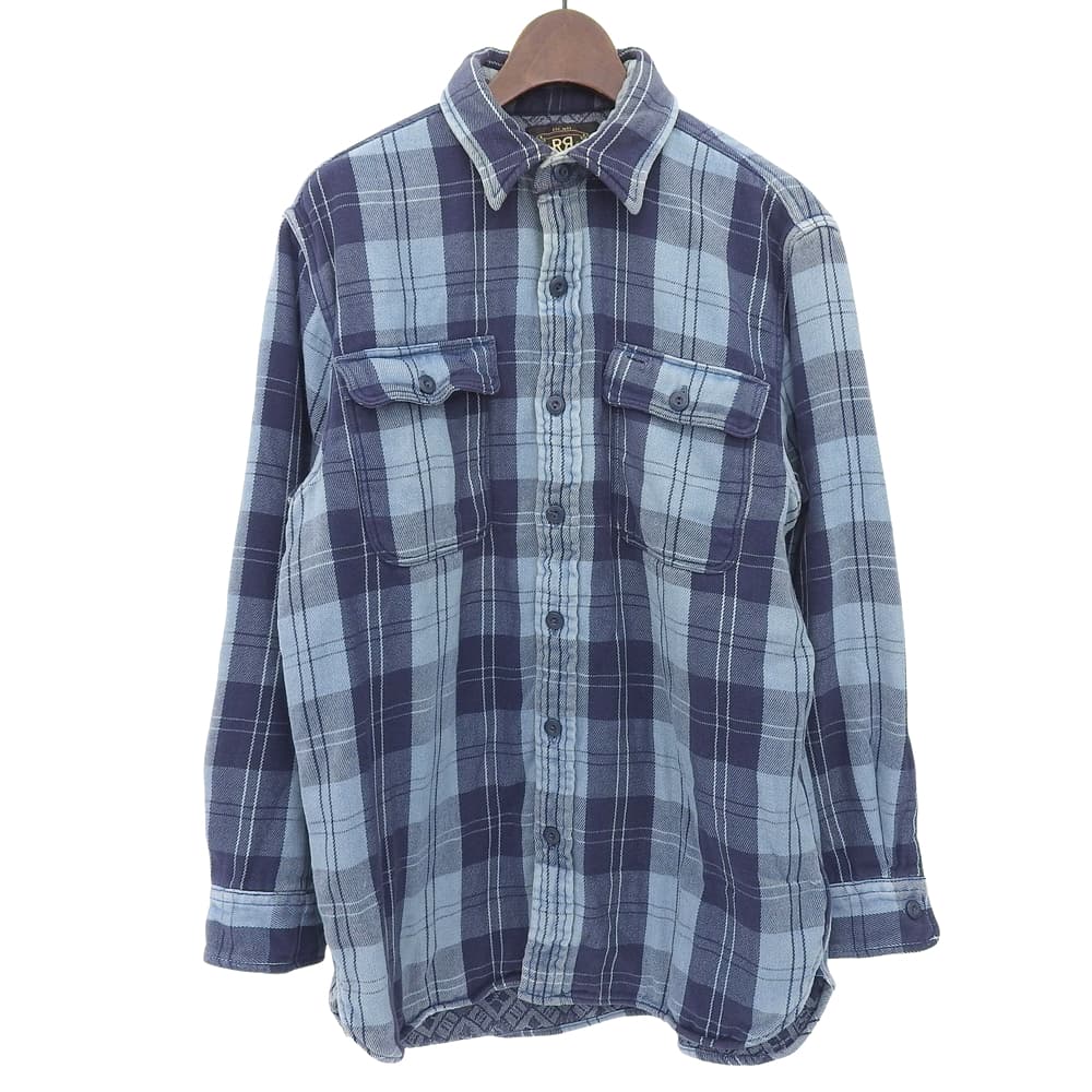 RRL Double RL Cotton Indigo Plaid Long Sleeve Shirt Tops Men's Blue M Tops