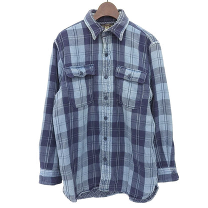 RRL Double RL Cotton Indigo Plaid Long Sleeve Shirt Tops Men's Blue M Tops