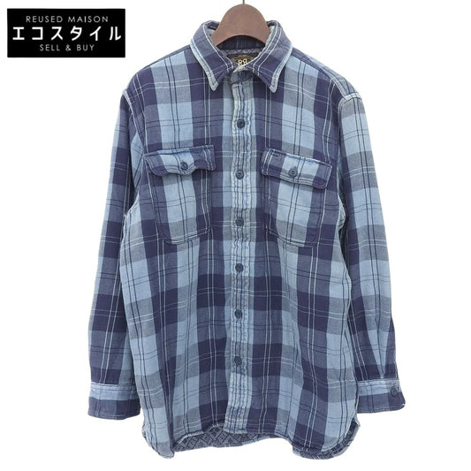 RRL Double RL Cotton Indigo Plaid Long Sleeve Shirt Tops Men's Blue M Tops