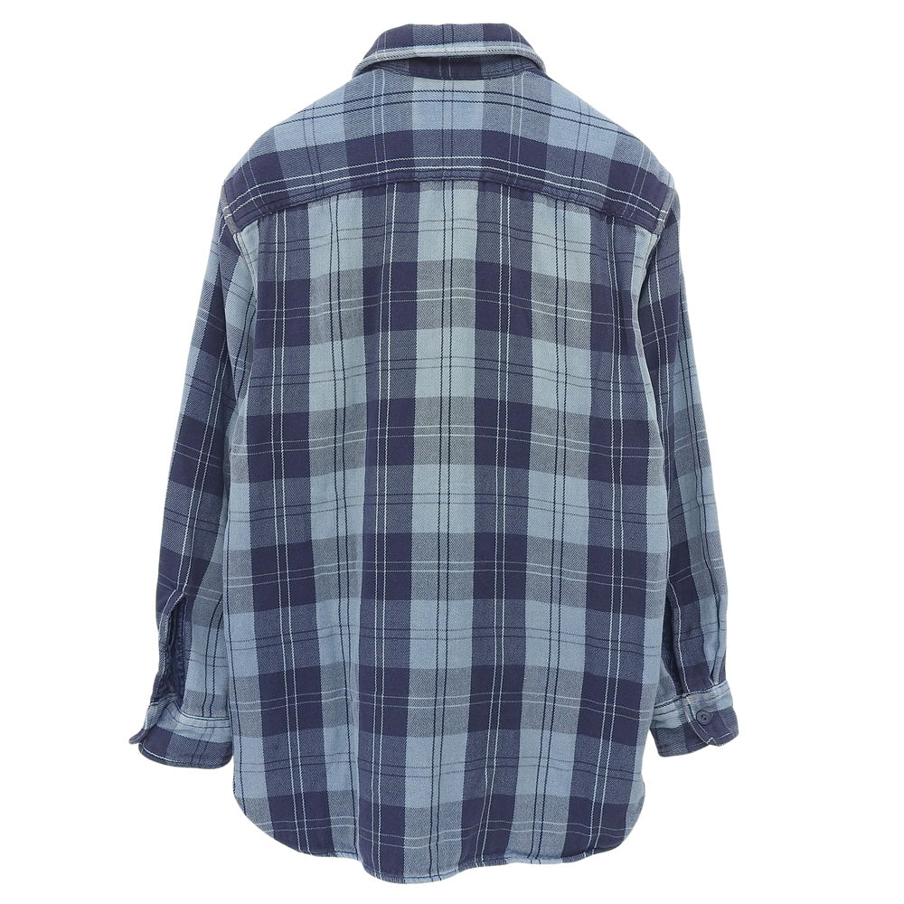 RRL Double RL Cotton Indigo Plaid Long Sleeve Shirt Tops Men's Blue M Tops