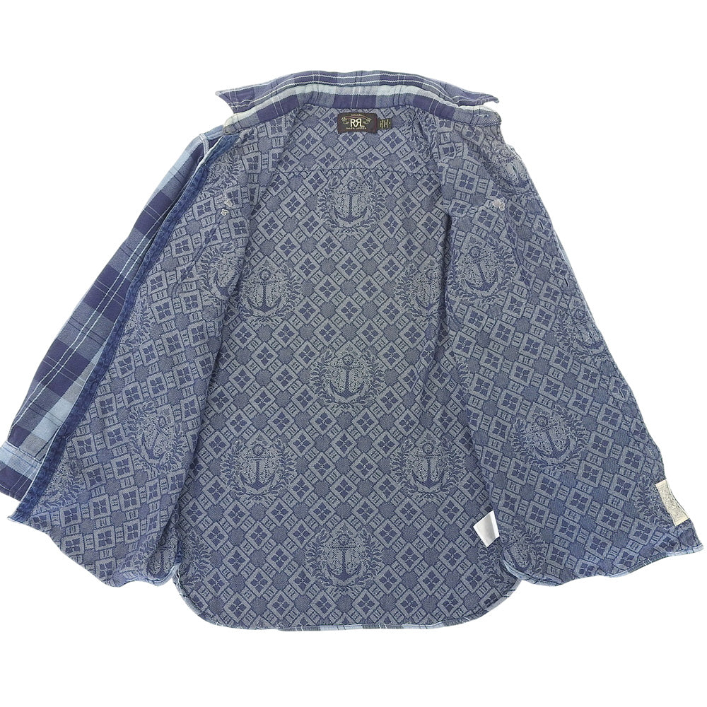 RRL Double RL Cotton Indigo Plaid Long Sleeve Shirt Tops Men's Blue M Tops