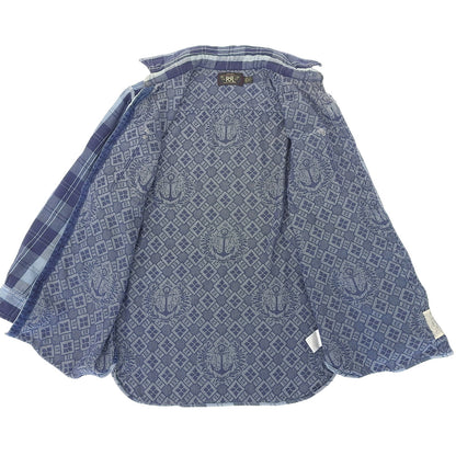 RRL Double RL Cotton Indigo Plaid Long Sleeve Shirt Tops Men's Blue M Tops