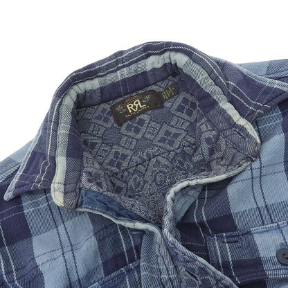 RRL Double RL Cotton Indigo Plaid Long Sleeve Shirt Tops Men's Blue M Tops