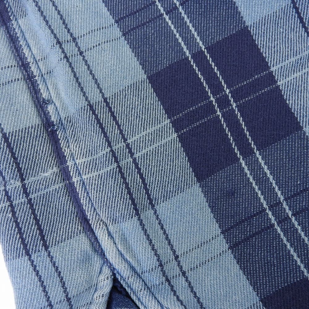 RRL Double RL Cotton Indigo Plaid Long Sleeve Shirt Tops Men's Blue M Tops