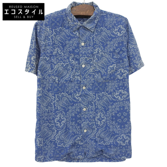 RRL Indigo Bandana Print Open Collar Shirt Tops Men's Blue M Tops