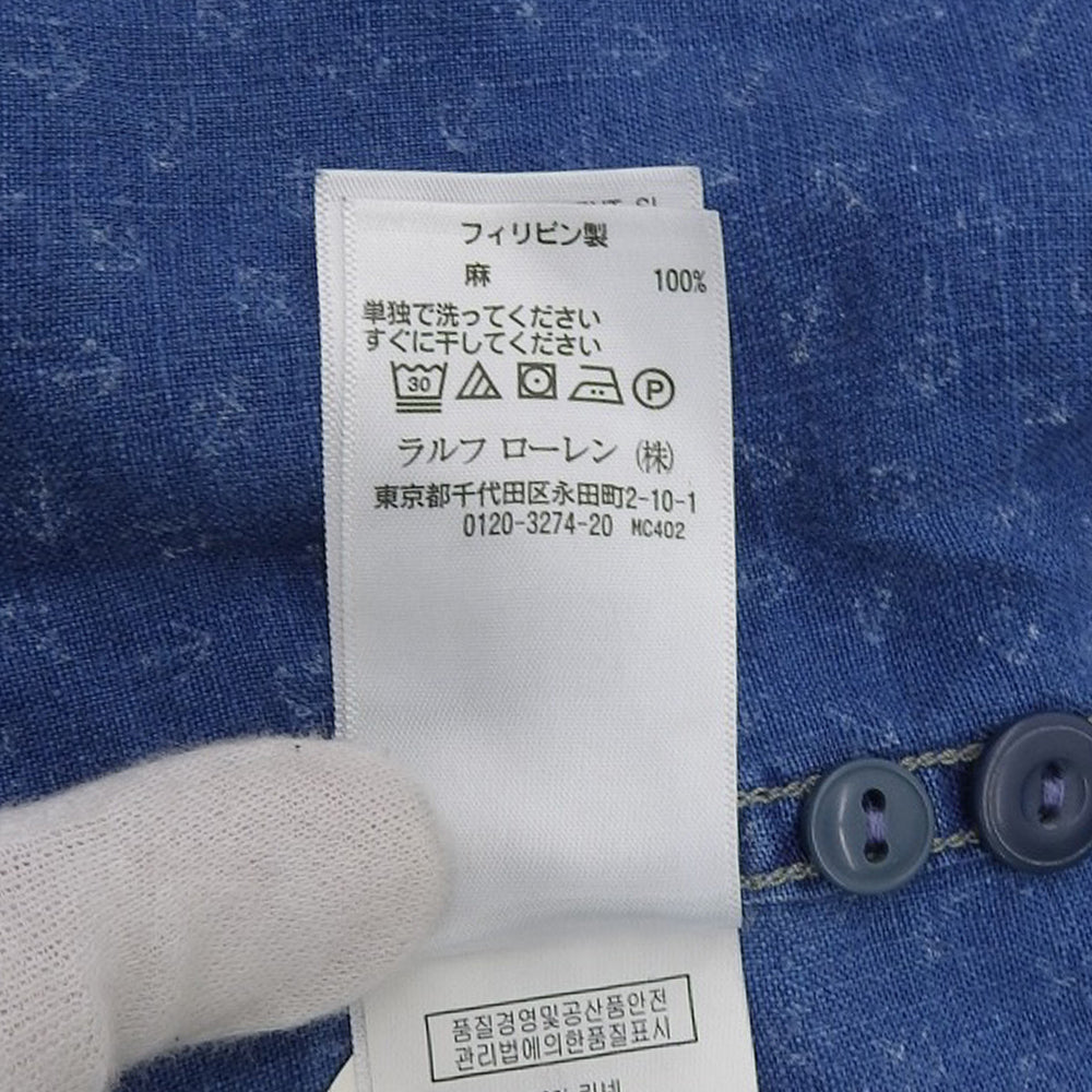 RRL 双RL 靛蓝亚麻开领工装衬衫 上衣 男士 蓝色 M 上衣