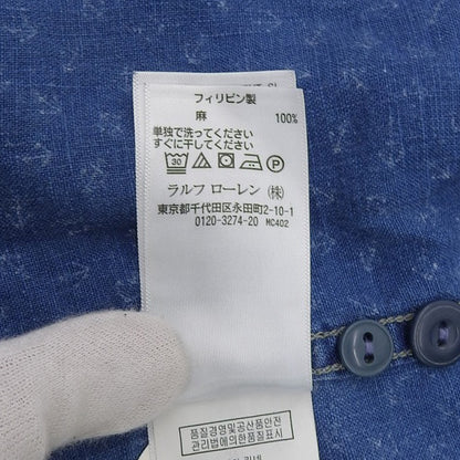 RRL 双RL 靛蓝亚麻开领工装衬衫 上衣 男士 蓝色 M 上衣