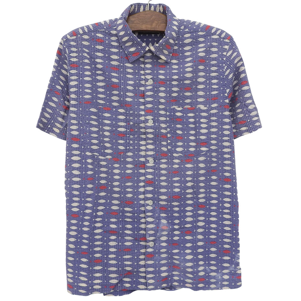 RRL ダブルアールエル シアサッカー フィッシュ キャンプシャツ トップス メンズ ライトパープル M トップス