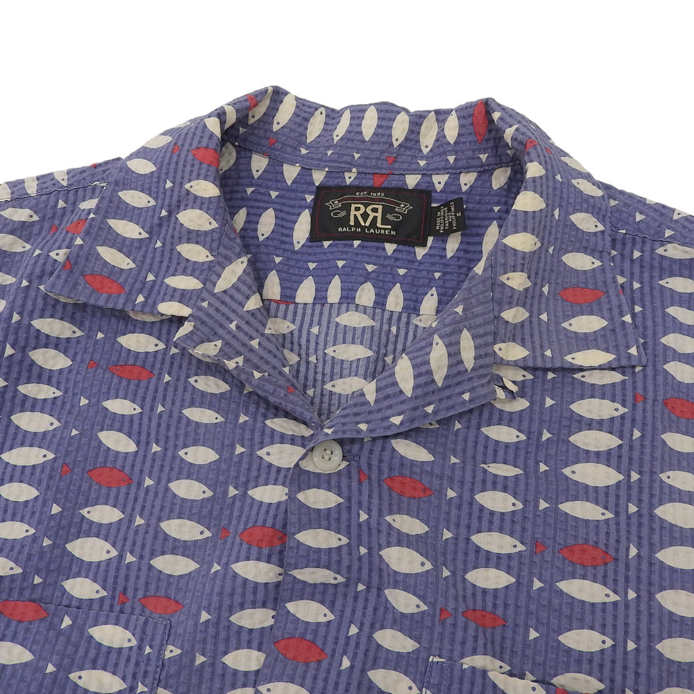 RRL ダブルアールエル シアサッカー フィッシュ キャンプシャツ トップス メンズ ライトパープル M トップス