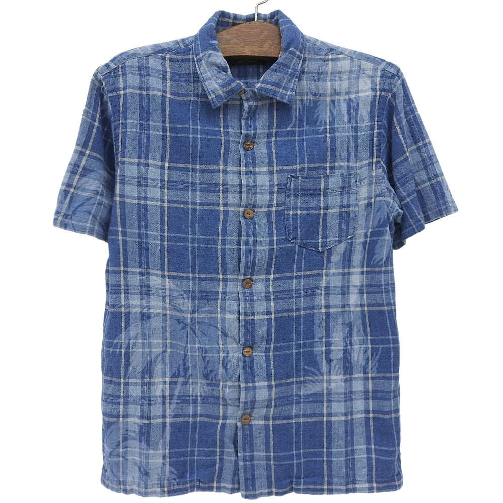 RRL 双RL 棉麻格纹衬衫 上衣 男士 蓝色 M 上衣
