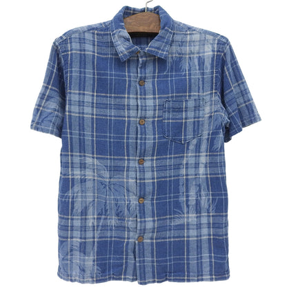RRL 双RL 棉麻格纹衬衫 上衣 男士 蓝色 M 上衣