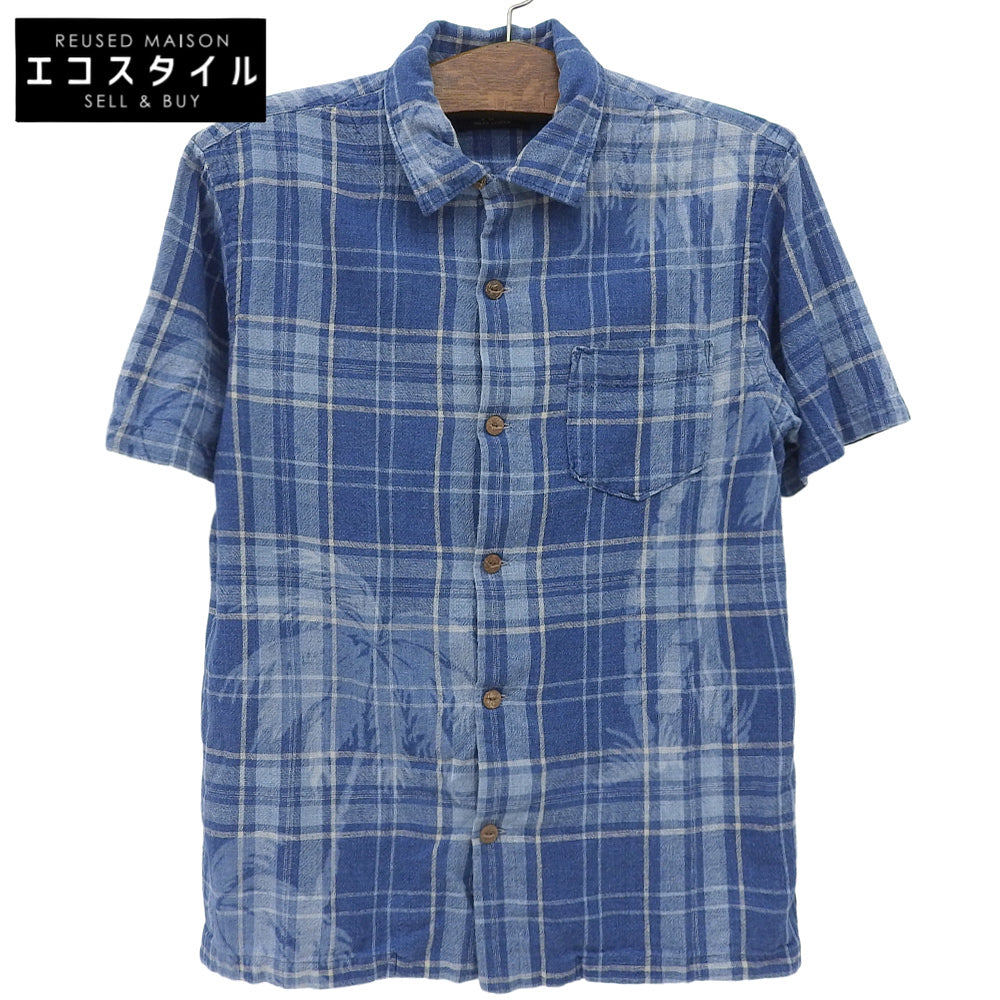 RRL 双RL 棉麻格纹衬衫 上衣 男士 蓝色 M 上衣