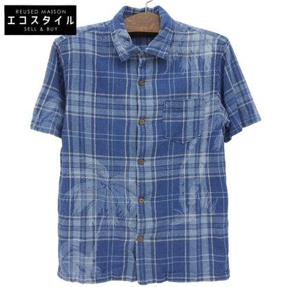 RRL 双RL 棉麻格纹衬衫 上衣 男士 蓝色 M 上衣