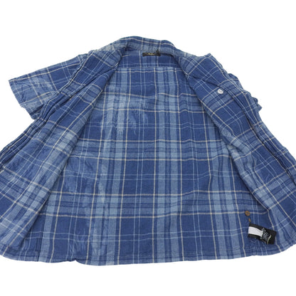 RRL 双RL 棉麻格纹衬衫 上衣 男士 蓝色 M 上衣