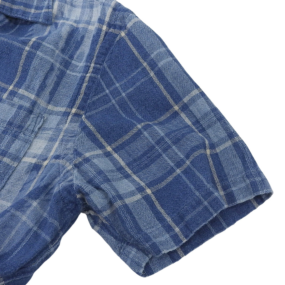 RRL 双RL 棉麻格纹衬衫 上衣 男士 蓝色 M 上衣