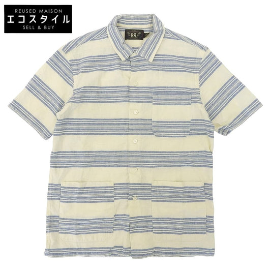 RRL ダブルアールエル ストライプ リネン混 マリンシャツ トップス ブルー×アイボリー M トップス