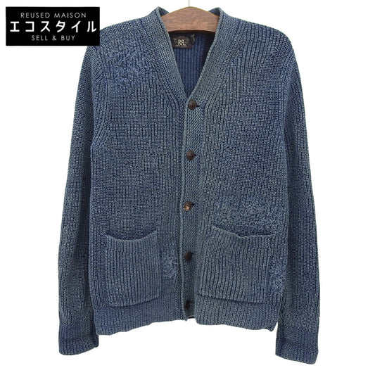 RRL Indigo Cotton Long Sleeve Cardigan Men's Blue M Vest