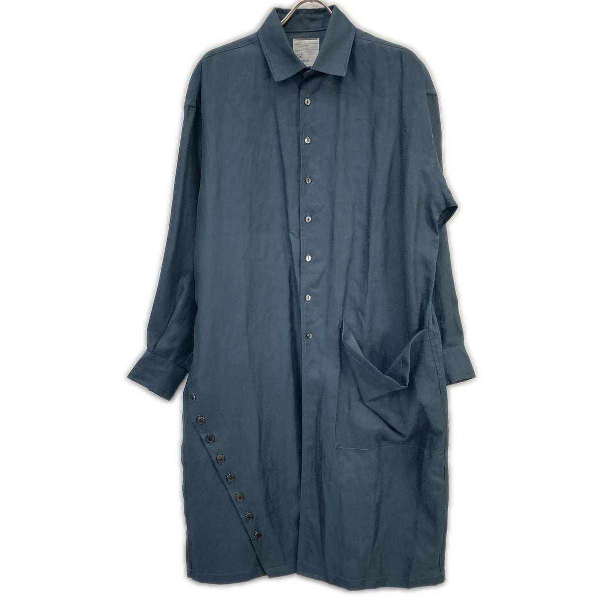 SHAREEF navy long-sleeve long shirt top