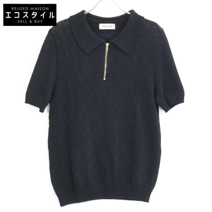 ERNEST W. BAKER Black Zip-Up Knit Polo Top