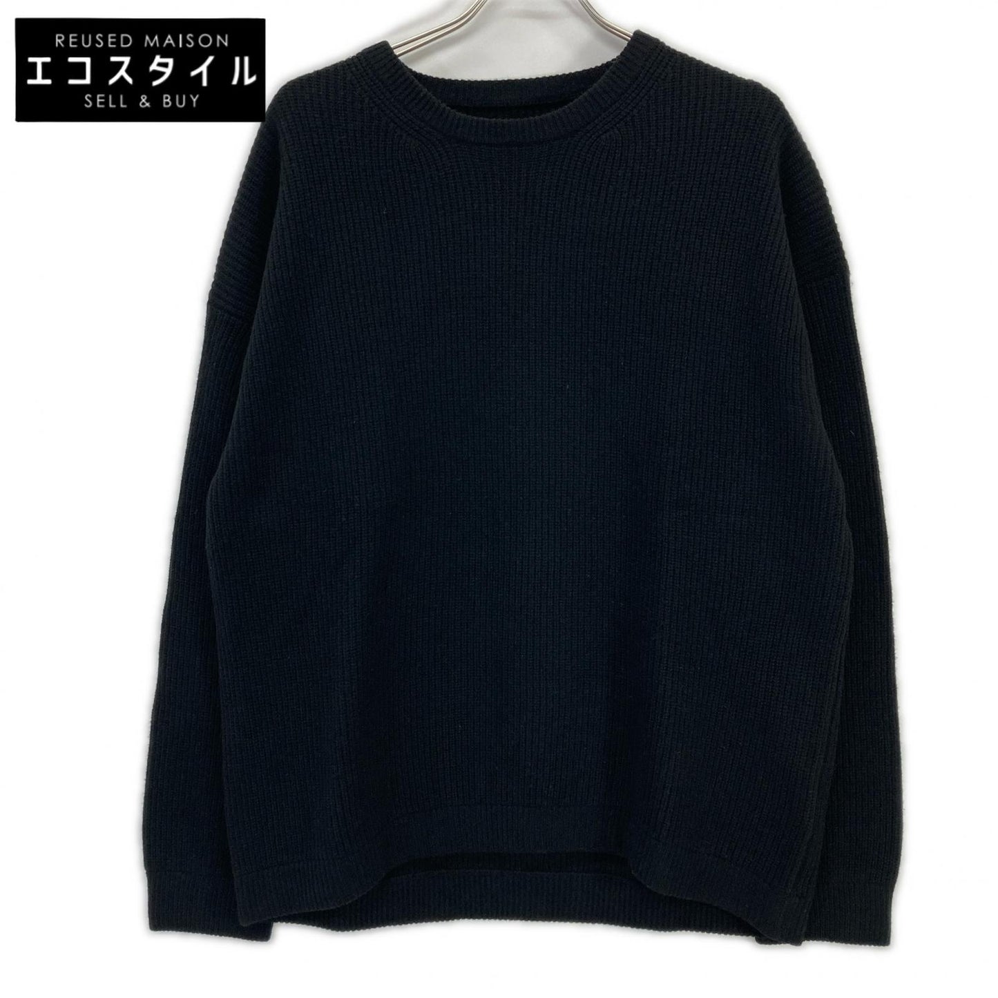 crepuscule クレプスキュール 1703-025 ブラック Rib Stitch L/S(畦編み) ニット トップス