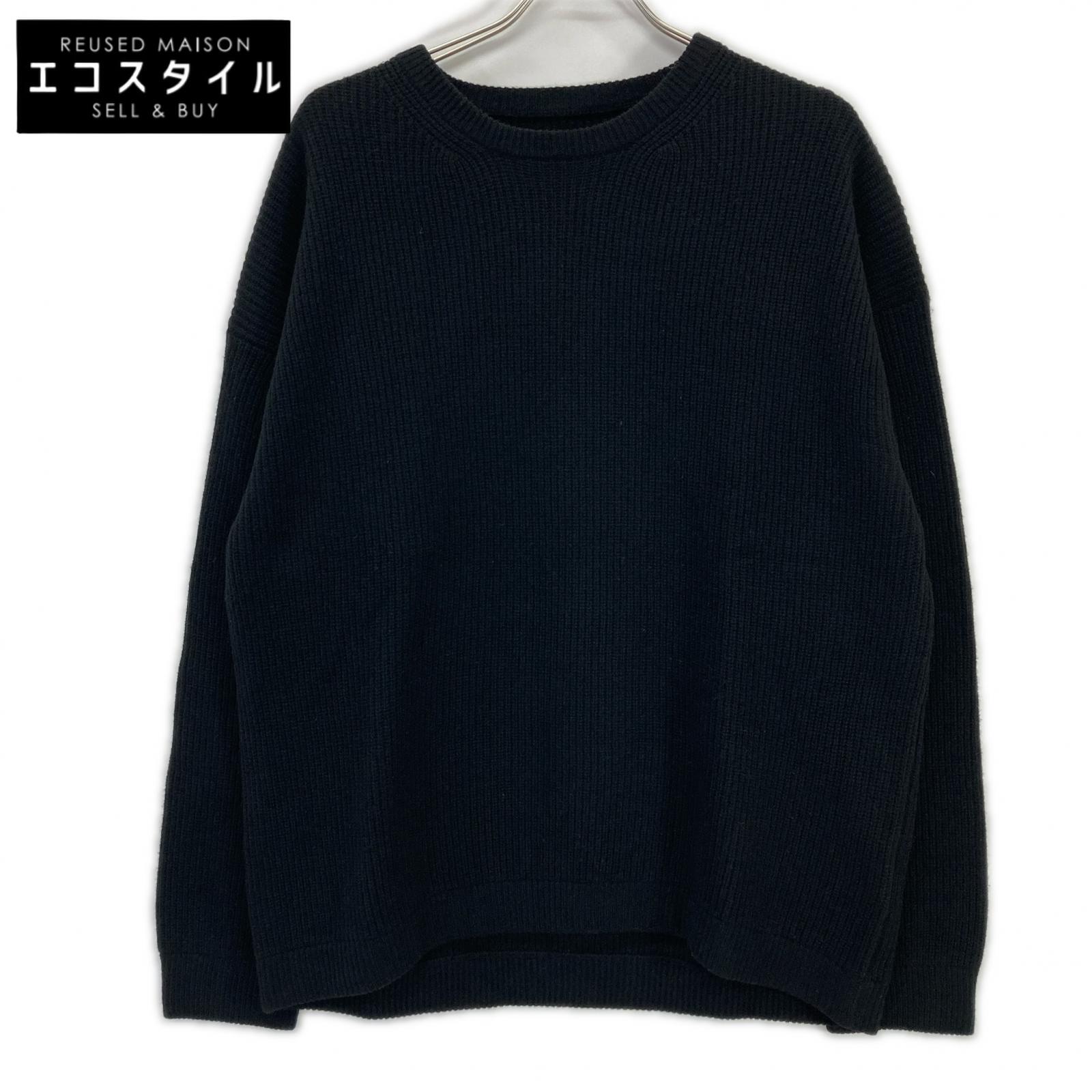 crepuscule クレプスキュール 1703-025 ブラック Rib Stitch L/S(畦編み) ニット トップス