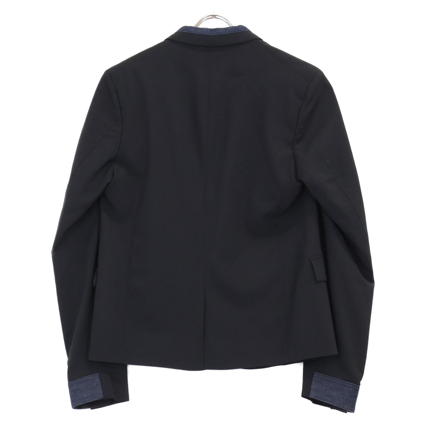 Black Denim Patchwork Tailored Jacket 46 Men's