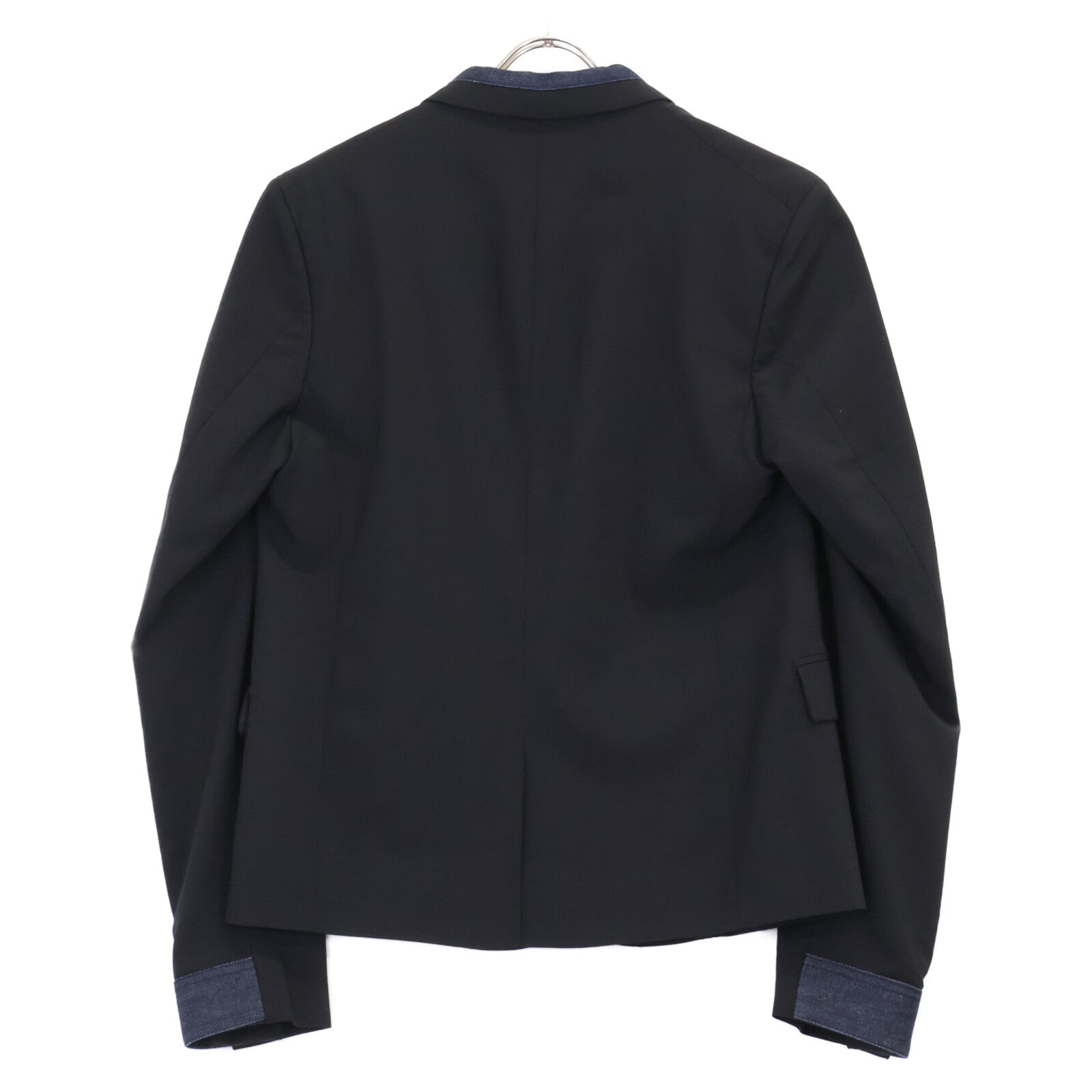 Black Denim Patchwork Tailored Jacket 46 Men's