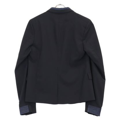Black Denim Patchwork Tailored Jacket 46 Men's