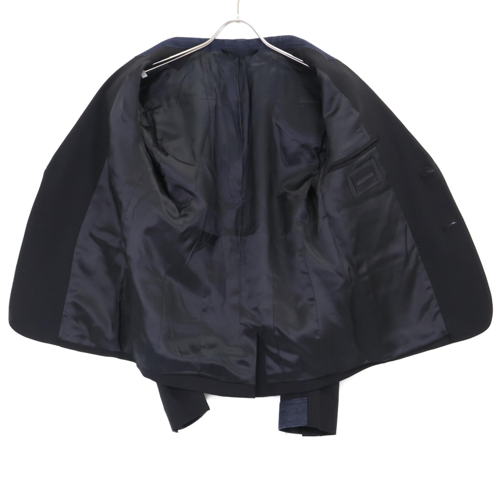 Black Denim Patchwork Tailored Jacket 46 Men's