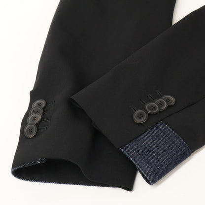Black Denim Patchwork Tailored Jacket 46 Men's