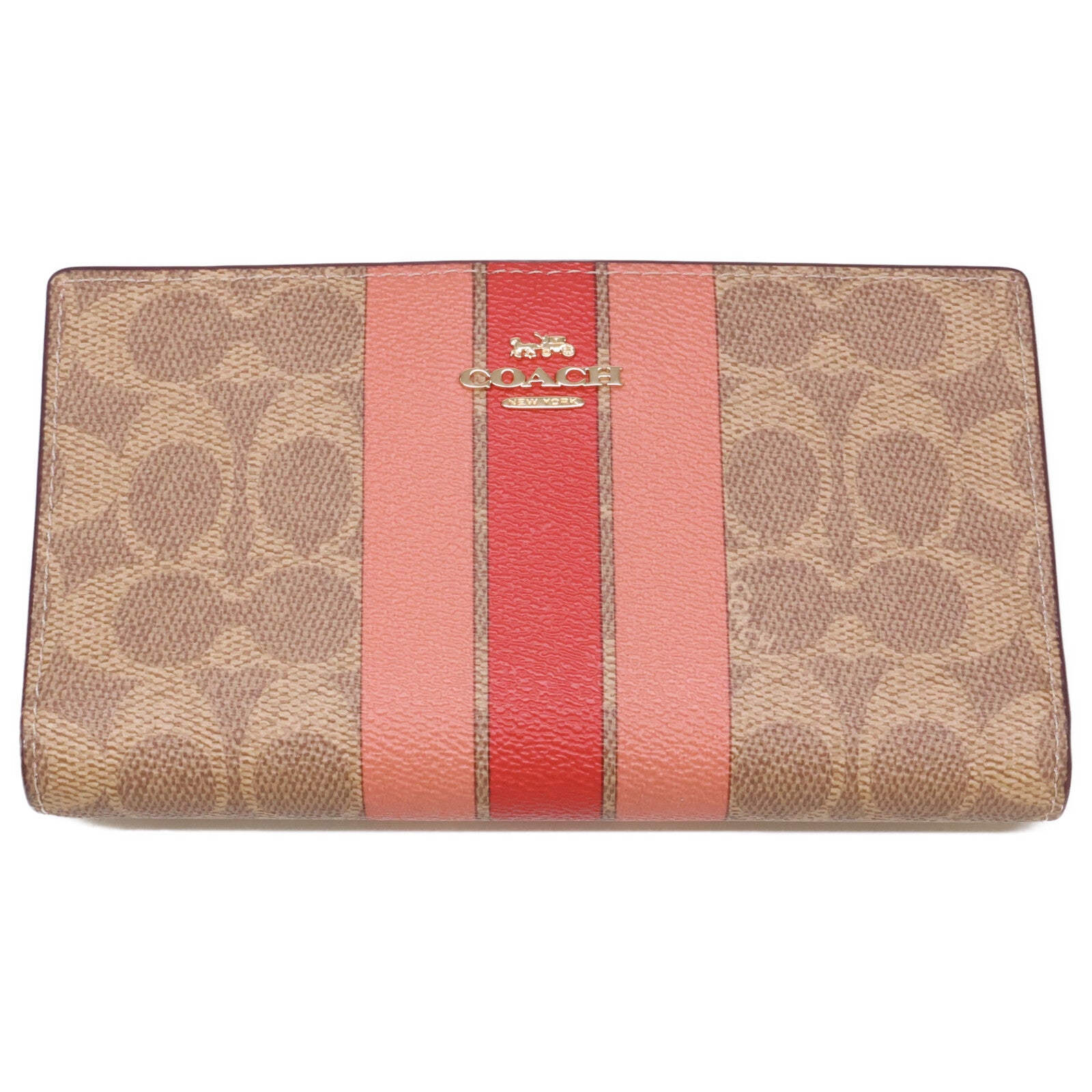 [Excellent Condition] CAP23 Slim Zip Wallet in Signature Canvas with Stripe - Bifold Wallet (with coin purse) for Women