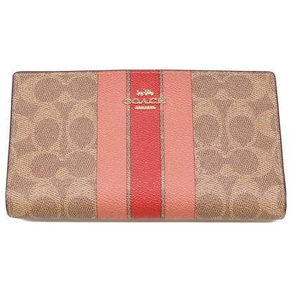 [Excellent Condition] CAP23 Slim Zip Wallet in Signature Canvas with Stripe - Bifold Wallet (with coin purse) for Women