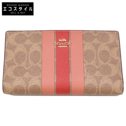 [Excellent Condition] CAP23 Slim Zip Wallet in Signature Canvas with Stripe - Bifold Wallet (with coin purse) for Women
