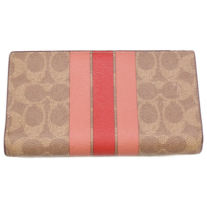 [Excellent Condition] CAP23 Slim Zip Wallet in Signature Canvas with Stripe - Bifold Wallet (with coin purse) for Women
