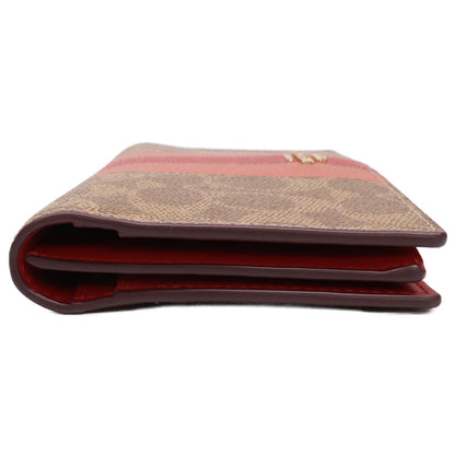 [Excellent Condition] CAP23 Slim Zip Wallet in Signature Canvas with Stripe - Bifold Wallet (with coin purse) for Women
