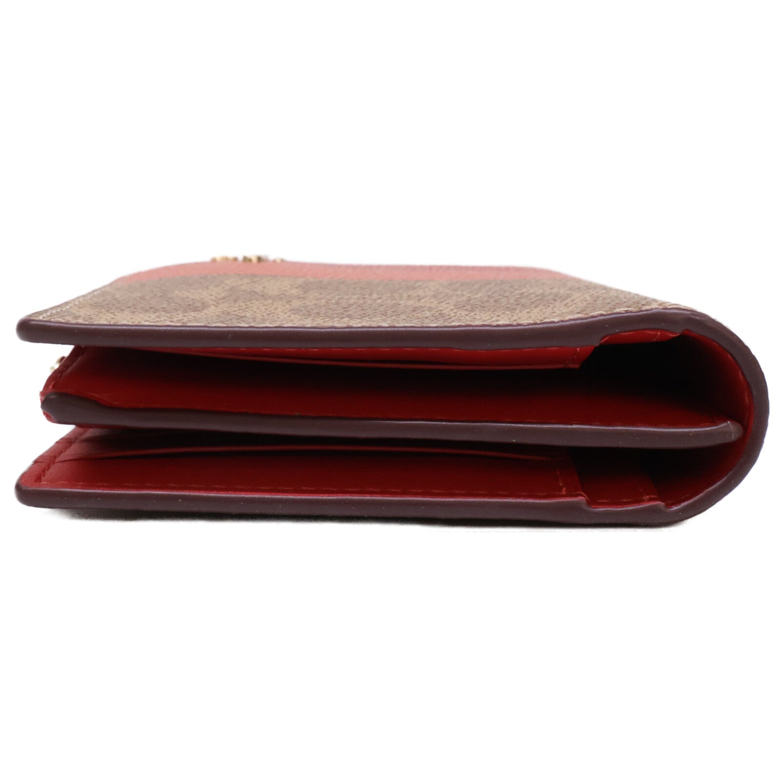 [Excellent Condition] CAP23 Slim Zip Wallet in Signature Canvas with Stripe - Bifold Wallet (with coin purse) for Women