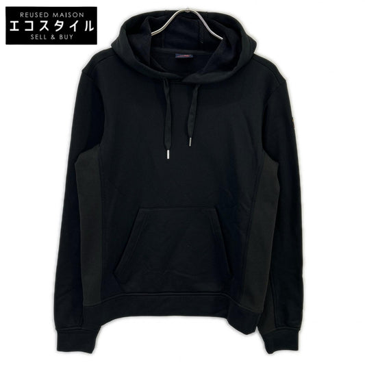 Black cotton-polyester jersey pullover hoodie top S men's