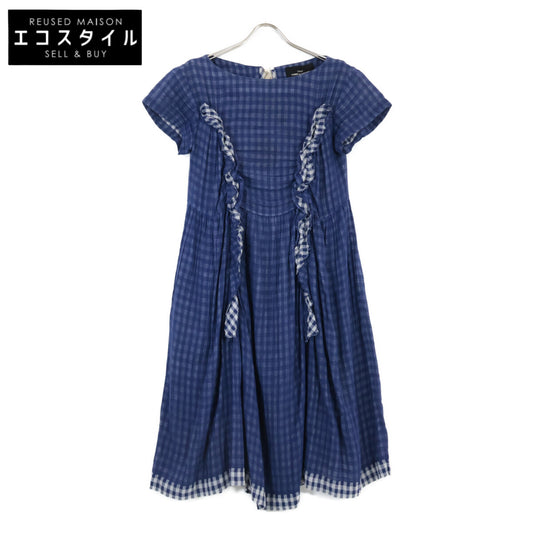 tricot COMME des GARCONS 2015 TQ-O012 Blue 100% Cotton Checkered One-Piece Dress
