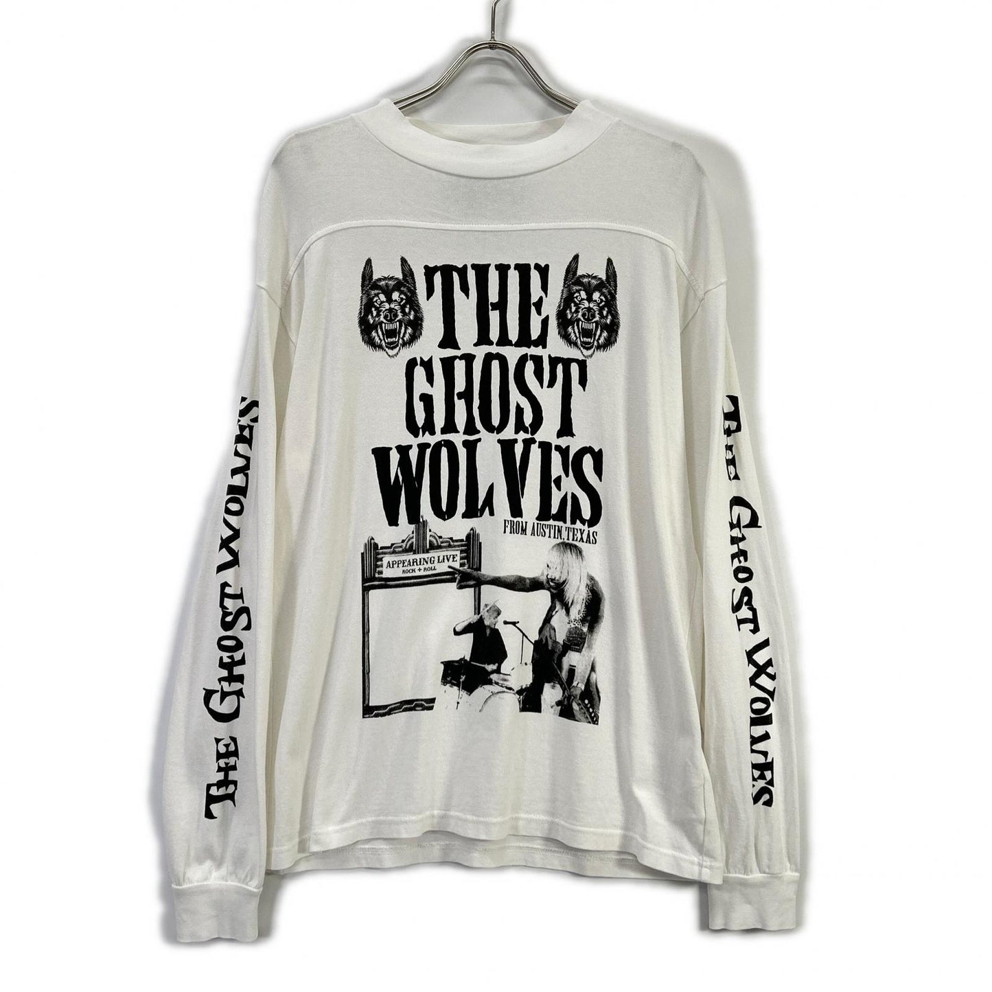 Thee Hysteric XXX ジィヒステリック トリプルエックス ホワイト モックネック THE GHOST WOLVES プリントロンT トップス