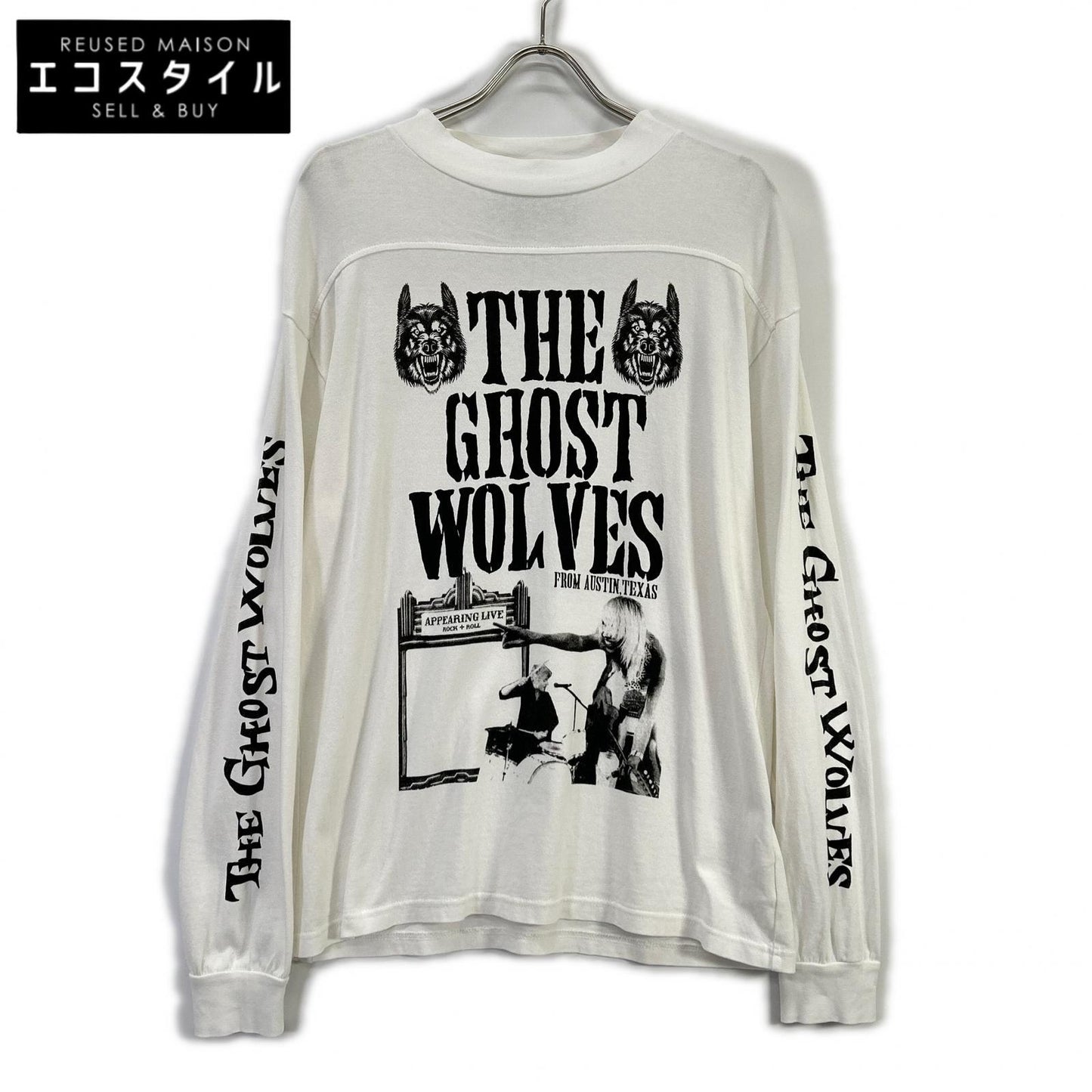 Thee Hysteric XXX ジィヒステリック トリプルエックス ホワイト モックネック THE GHOST WOLVES プリントロンT トップス
