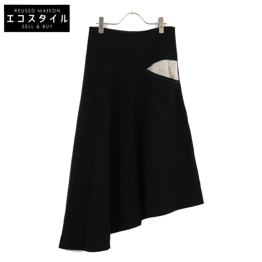 Y's YC-S01-101 wool-blend knit-pocket asymmetrical maxi skirt skirt