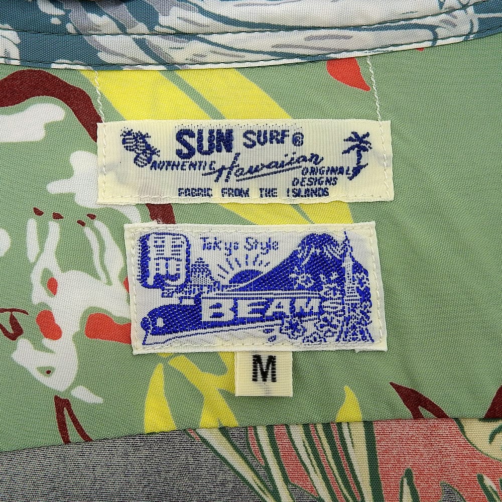 SUN SURF San Surf 九成新 【BEAMS BOY 联名】 撞色夏威夷衬衫 上衣 男士 绿色 M 上衣