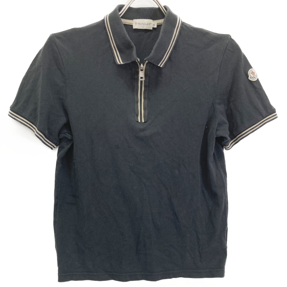 MONCLER Black Half-Zip Polo Shirt Top