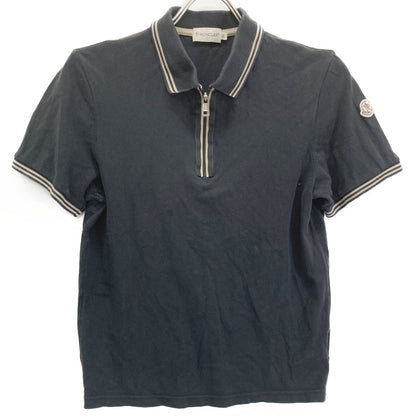 MONCLER Black Half-Zip Polo Shirt Top